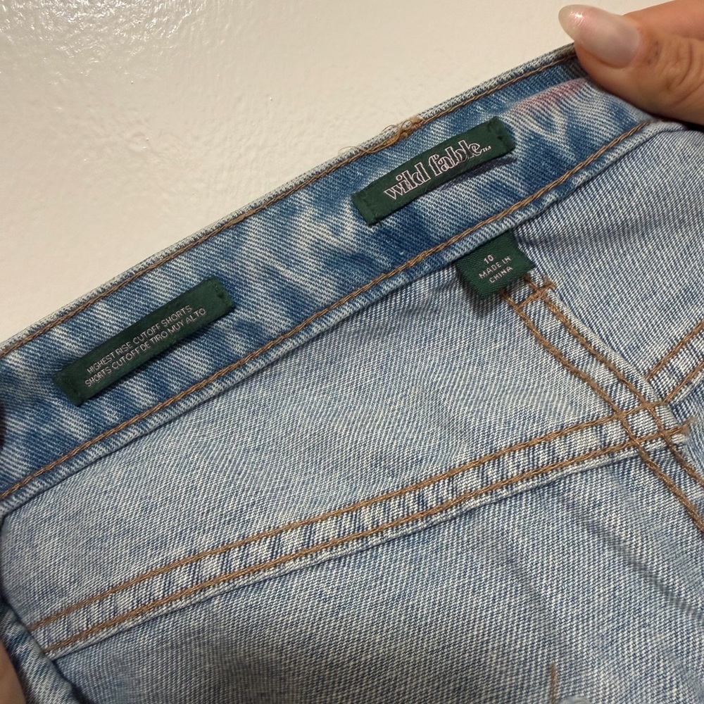 Wild Fable Blue Patterned Jean Shorts - Picture 3 of 3